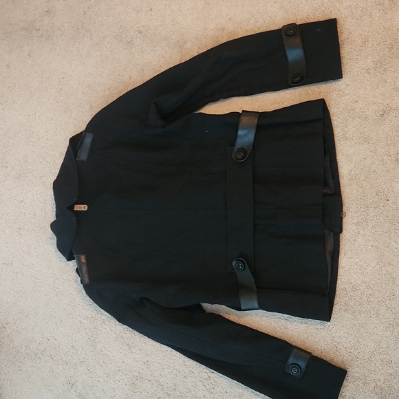 Mackage Black Jacket With Leather Trim - Picture 15 of 16